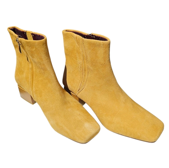 Franco Sarto Waxtona Gold Suede Zip Ankle Boot